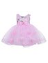 Baby Girls Pink Bow Floral Appliques Tulle Flower Girl Dress 6-24 Months - SophiasStyle.com